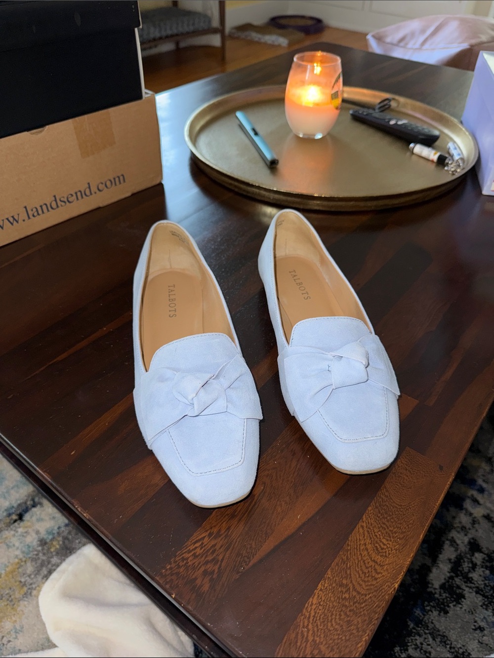 Talbots Pale Blue Suede Knot Loafers